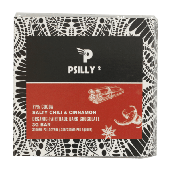Psilly - Dark Chocolate Bar - Salty Chili & Cinnamon | Mushroom Dispensary Canada
